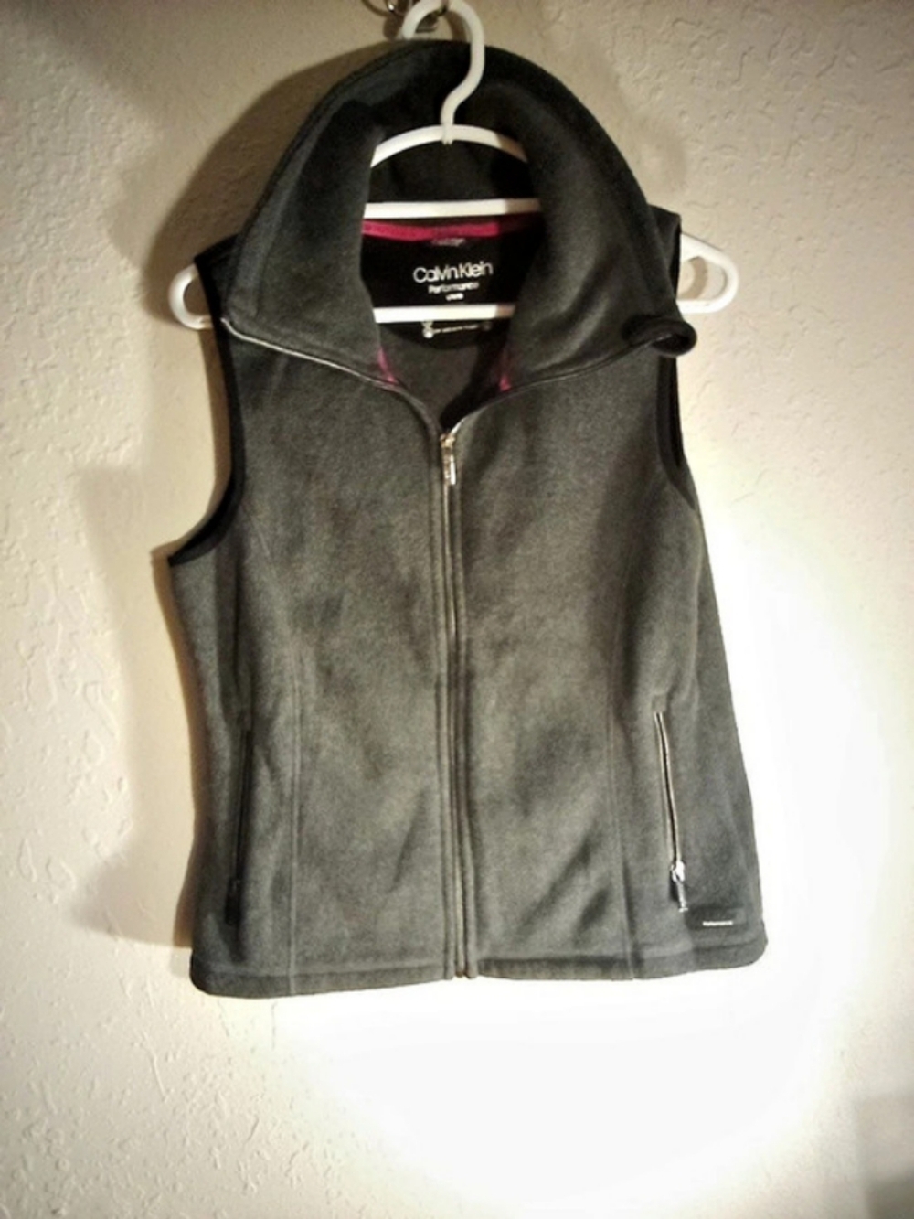Calvin Klein Performance Full Zip Fleece Vest Gray Medium